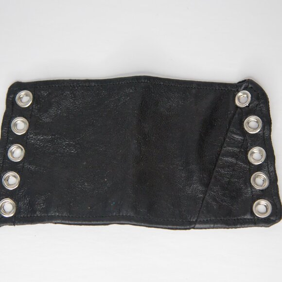 SOLD Renaissance Faire Medieval Style Black Leather Gauntlet Bracelets Set - Picture 8 of 9